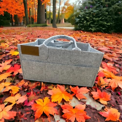 Baby Diaper Caddy with Handles - Gray 5 Compartment Organizer