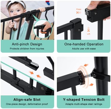 COMOMY Extra Wide Baby Gate with Cat Door and Auto Close