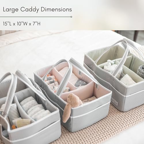 Lily Miles 2 Baby Diaper Caddy Organizers - Large Mint Blush 1