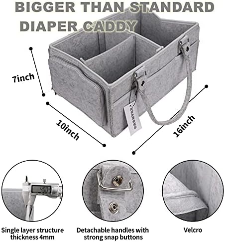 XUANGUO Baby Diaper Caddy Organizer with Handle - Grey