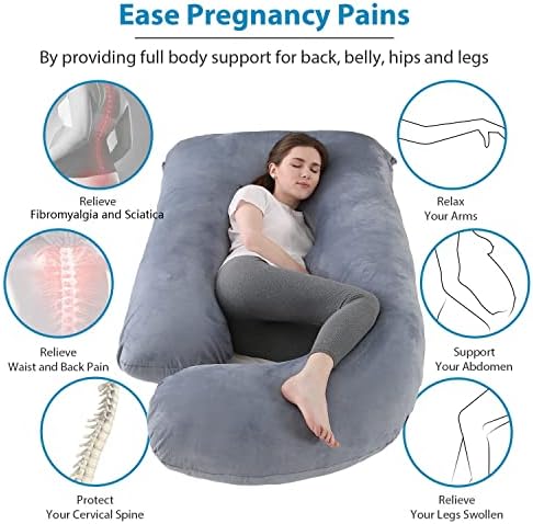 Jcickt C-Shaped Pregnancy Pillow with Velvet Cover