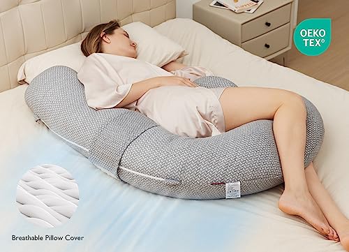 Momcozy Pregnancy Pillow with Air Layer Cover Grey