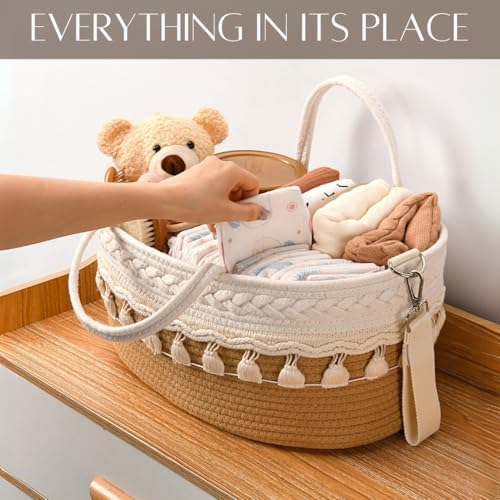 SEBRAM Diaper Caddy Organizer Brown