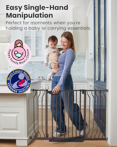 GROWNSY Baby Gate with Anti-Trip Pedal and V-Shaped Rods