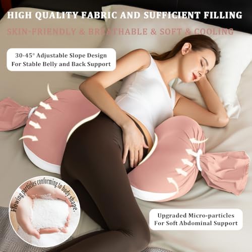 TADO MUSLIN Pregnancy Pillow Pink Adjustable Full Body Maternity Pillow