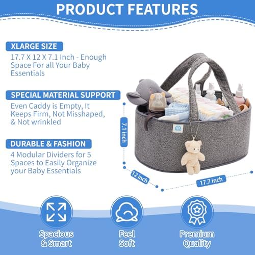 CCYLTL Plush Diaper Caddy Organizer - X Large