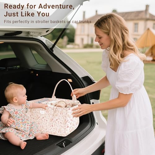 Konssy Baby Diaper Caddy Organizer Tote Bag