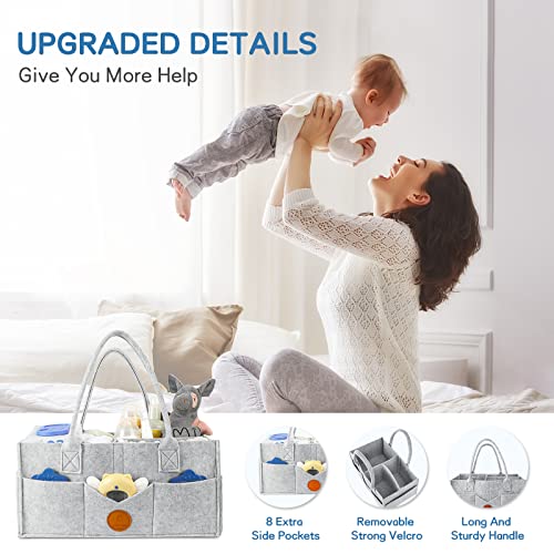Maliton Diaper Caddy Organizer - Grey 15x9x7 Inch Felt Material 8 Pockets