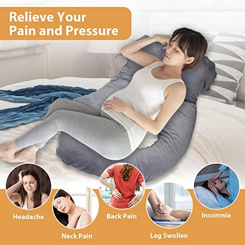 LONABR J-Shape Pregnancy Pillow with Velvet Cover