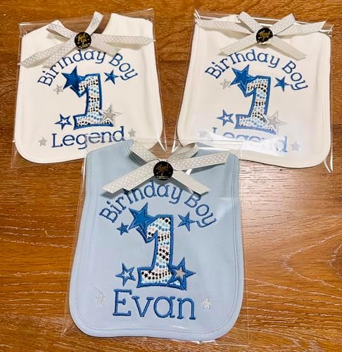 Fantasy Kids Designs 1st Birthday Boy Bib with Custom Name