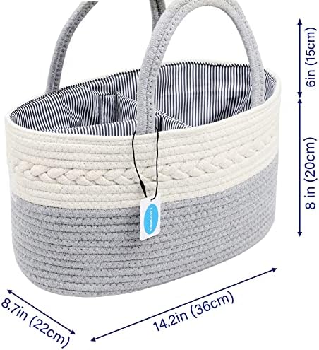 Casaphoria Caddy Organizer - Cream Gray 145 Inch Cotton Basket