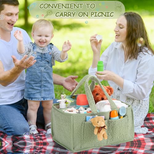 Teenyyou 2 Pcs Baby Diaper Caddy with Handle and Doll Ornament