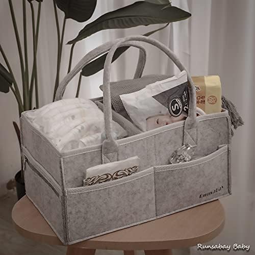 Runsabay Grey Large Diaper Caddy Organizer for Baby
