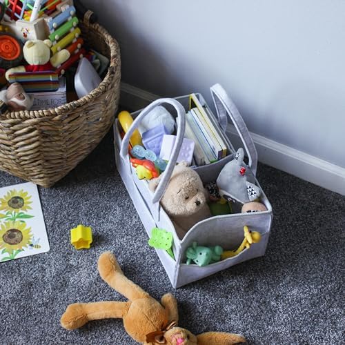 Acorn Baby Diaper Caddy Organizer - 15x9in Marble Gray Felt