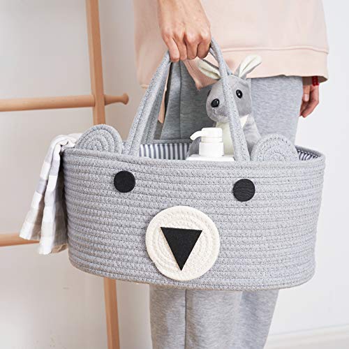 InfiBay Baby Diaper Caddy Organizer Large Bear Cotton Rope
