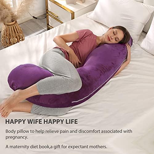 BATTOP Pregnancy Pillow with Dark Purple Cover 1
