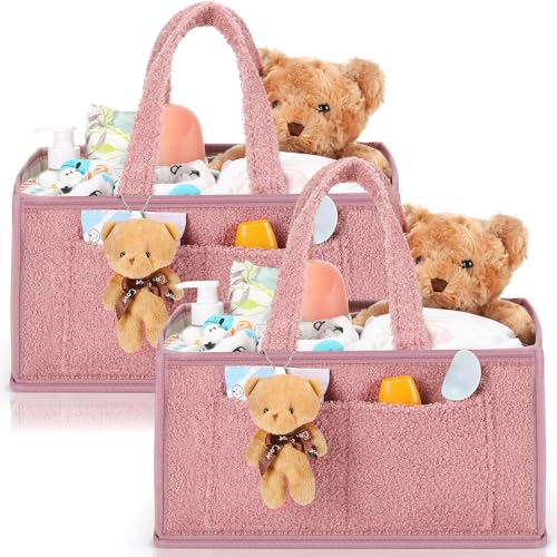 Teenyyou 2 Pcs Diaper Caddy Organizer Set with Doll Ornament