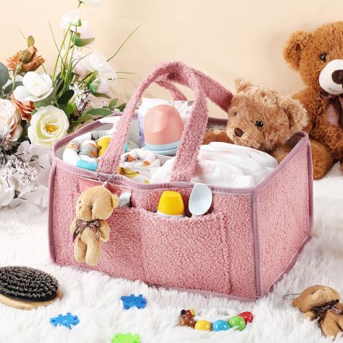Teenyyou 2 Pcs Diaper Caddy Organizer Set with Doll Ornament