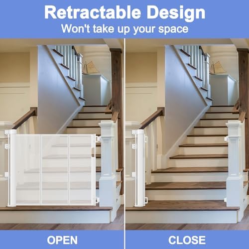 Reinforced Retractable Baby Gate for Stairs 55 Inch