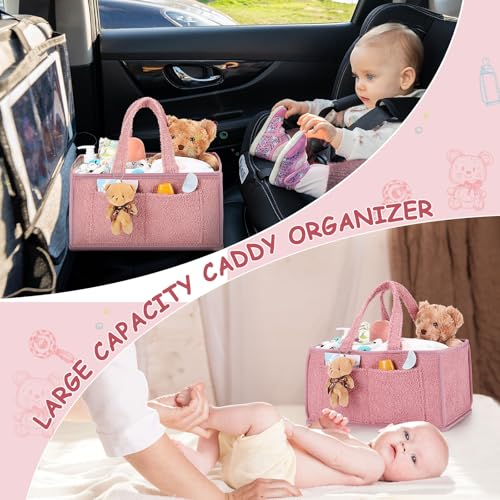 Teenyyou 2 Pcs Diaper Caddy Organizer Set with Doll Ornament