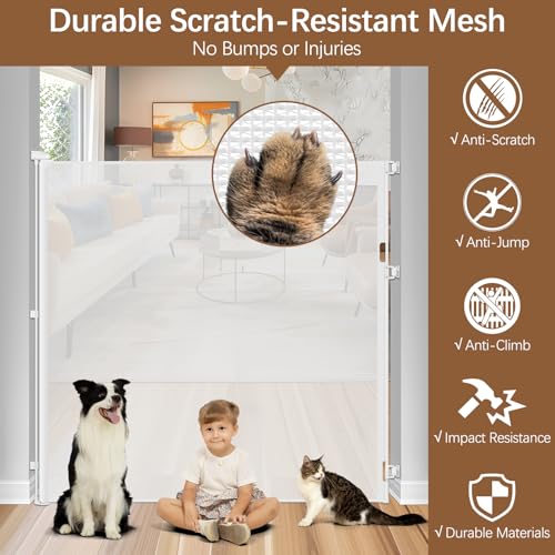 60 Inch Tall Retractable Pet Gate - Jump Proof 5ft Dog Cat Barrier