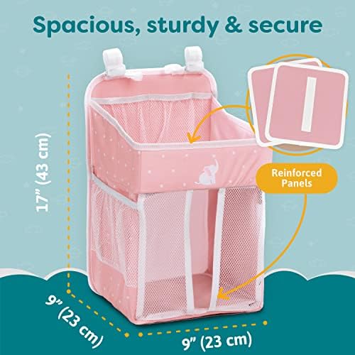 Cradle Star Hanging Diaper Caddy Organizer - 50 Diapers - Pink 17x9x9