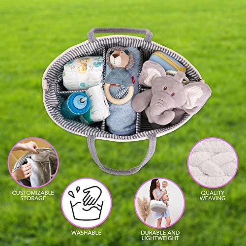 Extra Large Baby Diaper Caddy - Portable Cotton Nursery Basket