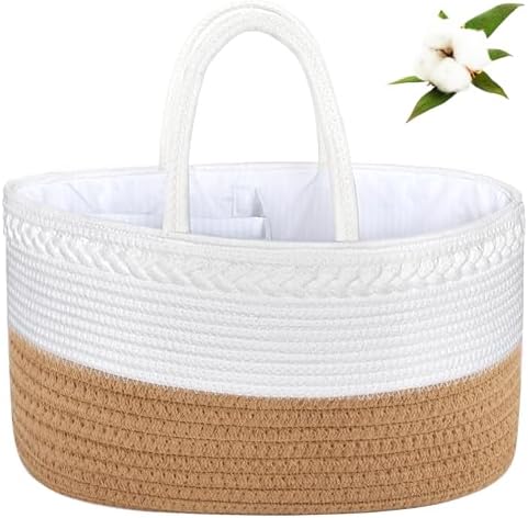 ABenkle X-Large Diaper Caddy Organizer Boho Rustic Cotton Basket