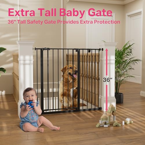 InnoTruth 36 Baby Gate for Stairs and Doorways Dual Lock Black