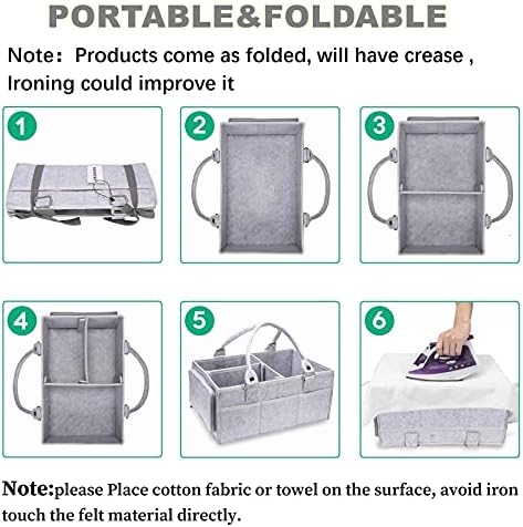 XUANGUO Baby Diaper Caddy Organizer with Handle - Grey