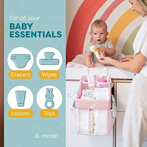 Cradle Star Hanging Diaper Caddy Organizer - 50 Diapers - Pink 17x9x9