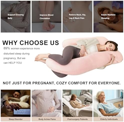 Iangorion Full Body Pillow Pink U-Shaped Maternity Support