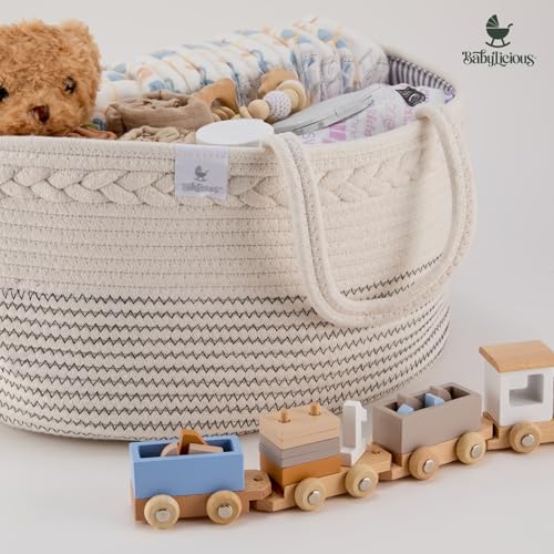 Babylicious Diaper Caddy Organizer with Cotton Rope - Large Newborn Storage