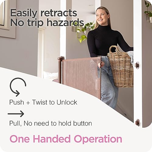 Perma Child Safety Retractable Baby Gate 33 x 71 Brown 1