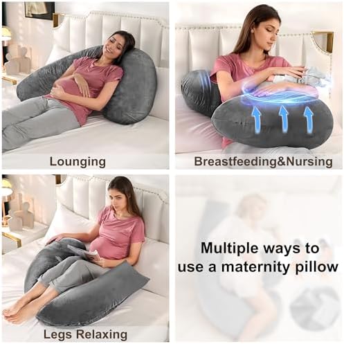 57 Inch J-Shaped Maternity Pillow for Side Sleepers 1