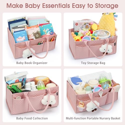 Skycase Large Diaper Caddy Organizer Pink