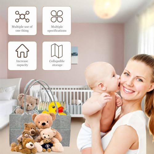 2 Pack Diaper Caddy Organizer - Grey
