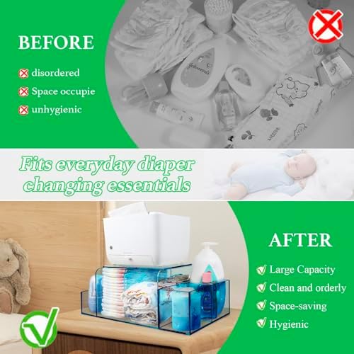 Nanyezh Acrylic Diaper Caddy 4 Compartment Organizer with Anti-slip Feet Blue