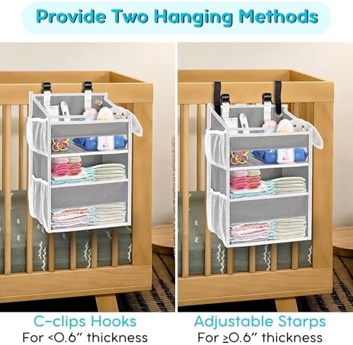 Ofiray-home Hanging Diaper Caddy with Mesh Pockets