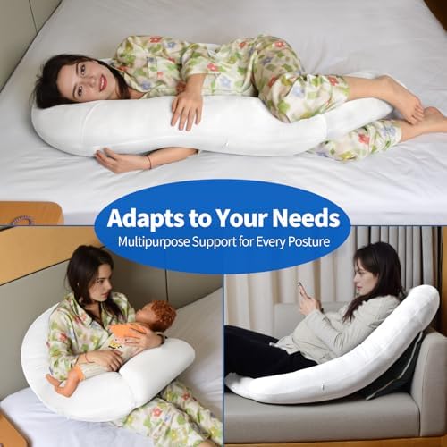 Pozico Pregnancy Pillow with Ear Piercing U-Shaped 51 Inch