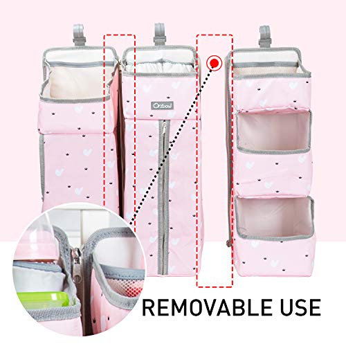Orzbow 3-in-1 Hanging Diaper Caddy Organizer Pink