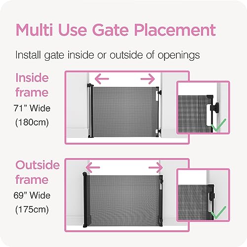 Perma Child Safety Retractable Baby Gate - 33 x 71 Gray