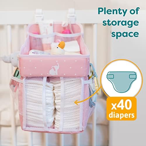 Cradle Star Hanging Diaper Caddy Organizer - 50 Diapers - Pink 17x9x9