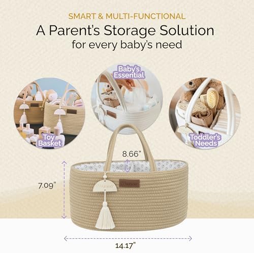 Yunioo Diaper Caddy Organizer Cream