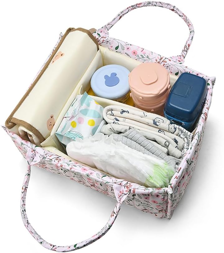 MOMIGO Floral Diaper Caddy Organizer - Pink