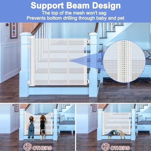 Reinforced Retractable Baby Gate for Stairs 55 Inch