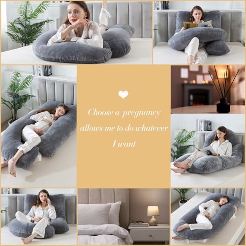WhatsBedding J-Shaped Pregnancy Pillow for Full Body Support