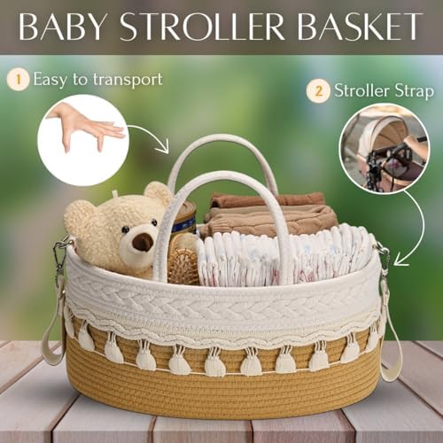 SEBRAM Diaper Caddy Organizer Brown