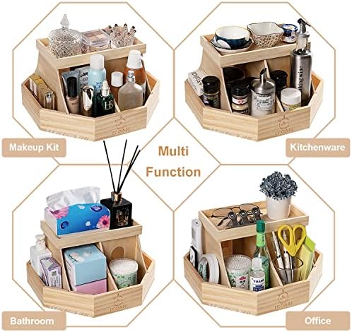 ECOADE Rotating Wooden Diaper Caddy with Dividers 1