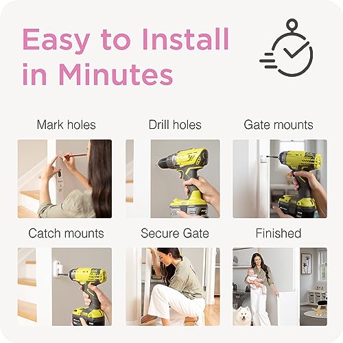 Retractable Baby Gate with 3-Way Locking - Gray